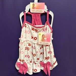NWT Paris Hilton 🎀💕 Pet Apparel / Dress in white pink and red size M